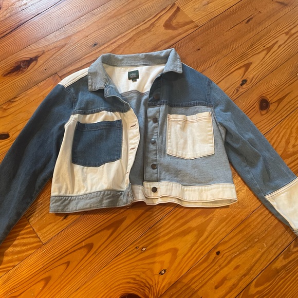Denim color block jacket - Picture 1 of 5
